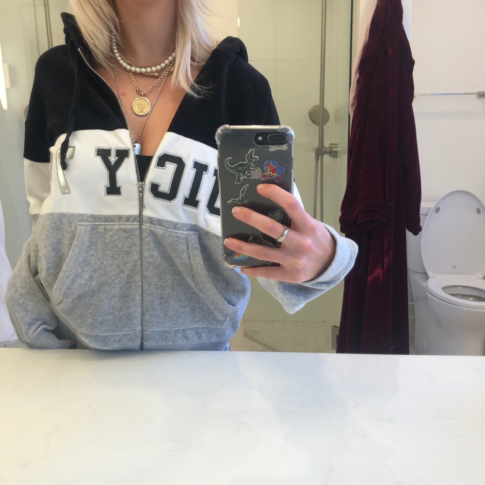 Grey/black/white colorblock Juicy Couture jacket